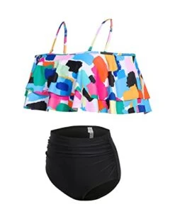 Two Piece Elegant Off Shoulder High Waisted Ruffle Bikini Set-Aqua -Bikini Beach Shop 41W72L tePL