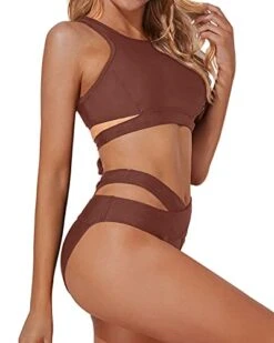 Stylish Padded Push-Up Bra Two Piece High Neck Bikini Set-Brown -Bikini Beach Shop 41WP4qHxwkL 96fb0580 c22a 48b6 b58a ba2ae689e9a3