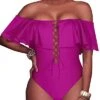 Off-The-Shoulder Strapless Swimwear For Girls-Hot Pink