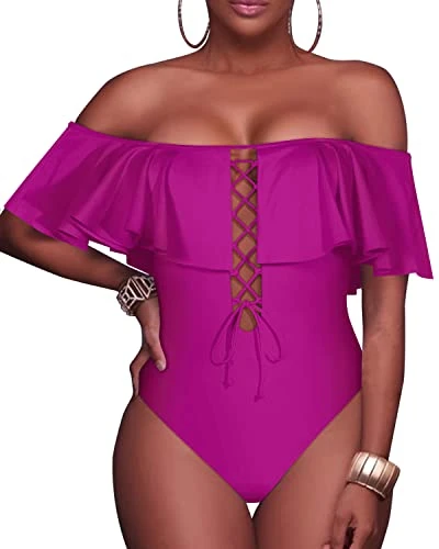 Off-The-Shoulder Strapless Swimwear For Girls-Hot Pink 1 Off-The-Shoulder Strapless Swimwear For Girls-Hot Pink
