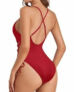 Deep Plunge V Neck Bathing Suits Womens 1 Piece Swimsuits-Red 7 Deep Plunge V Neck Bathing Suits Womens 1 Piece Swimsuits-Red -Bikini Beach Shop 41Wp3TPzqOL
