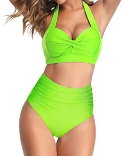 Two Piece Adjustable Self-Tie Halter Neck Women's Bikini Swimsuits-Neon Green -Bikini Beach Shop 41WrSLuWbvL 825d4e36 3022 472e 83d0 517fbe90c414