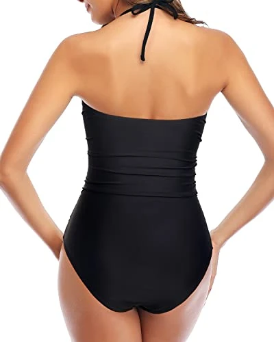 Women Cutout One Piece Swimsuits Tummy Control High Waisted Halter Bathing Suit 2 Women Cutout One Piece Swimsuits Tummy Control High Waisted Halter Bathing Suit - Image 2
