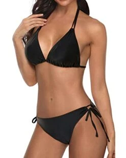 Women Two Piece Halter Padded Top Tie Side Bottom Triangle Bikini 6 Women Two Piece Halter Padded Top Tie Side Bottom Triangle Bikini -Bikini Beach Shop 41X1B9gqIJL