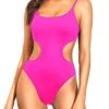 Stylish Scoop Neck Monokini Women's Cutout High Cut One Piece Swimsuit