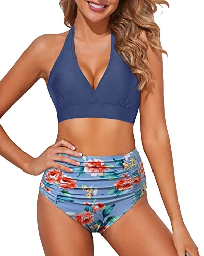 Tummy Control Push Up Halter Bikini Set For Women High Waisted Two Piece Swimsuits 1 Tummy Control Push Up Halter Bikini Set For Women High Waisted Two Piece Swimsuits