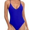 Women's High-Legged V-Neck Sexy One Piece Swimsuits-Royal Blue