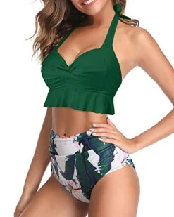 Ruched High Waisted Bikini Two Piece Swimsuits-Green Tropical Floral 6 Ruched High Waisted Bikini Two Piece Swimsuits-Green Tropical Floral -Bikini Beach Shop 41ZRaS7yaoL dd4361c7 6e59 4aac b02c 167a00222dd3