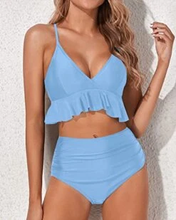 Feminine Deep V Neck Ruffle High Waisted Bikini Ruched-Light Blue -Bikini Beach Shop 41ZzQ8XBgzL 3fd50fb6 6bd7 40bc a6d0 bf1d94300c59