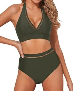 2 Piece Trendy Deep V Neck High Waisted Bikini Sets For Women-Army Green -Bikini Beach Shop 41 84teoJRL 7bd22847 4880 420f a06d d3eb4b0d8955