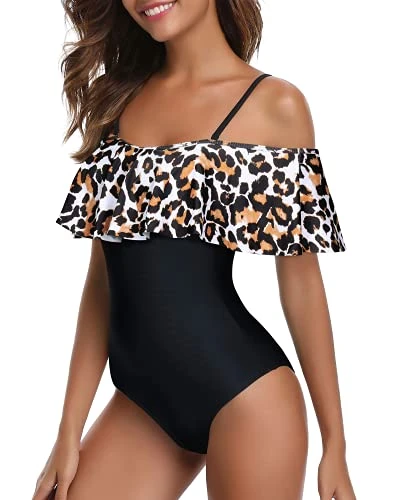 Tropical Long Torso One Piece Swimsuit For Women-Black And Leopard 3 Tropical Long Torso One Piece Swimsuit For Women-Black And Leopard - Image 3