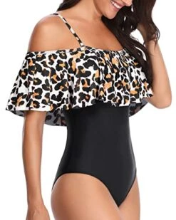 Chic Vintage Flounce One Piece Bathing Suit-Black And Leopard -Bikini Beach Shop 41aKF2S FaL 95fdf14d 538f 4ab3 b900 07eedf0b798f