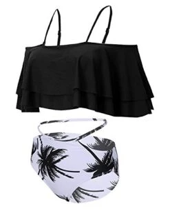 Tummy Control Bikini Set For Women Ruffle Off Shoulder Top-Black Palm Tree -Bikini Beach Shop 41aKFrHbAnL 36e3cf58 c32f 4f4b 9de9 08d3ba0734eb