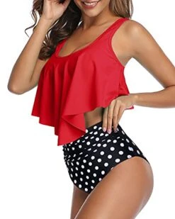 Sexy High Waisted Two Piece Women Ruffled Flounce Bikini Swimsuit-Red Dot -Bikini Beach Shop 41aeCADnrZL 781b737c ca3c 48a3 9abd 85754d5edf6f