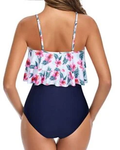 High Waisted Ruffle Bikini Adjustable Spaghetti Straps-White And Blue Floral 7 High Waisted Ruffle Bikini Adjustable Spaghetti Straps-White And Blue Floral -Bikini Beach Shop 41amLqHTrEL c3e72798 b6c2 416d a297 fcfc8c07ab49