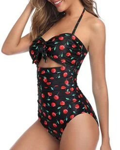 High Waisted Knot Bathing Suit Halter Backless One Piece Swimsuits-Black Cherry -Bikini Beach Shop 41beDBvOgUL fee6467e bab1 49be 8f62 7d6d7d821c1c
