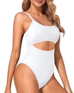 High Cut Scoop Neck Cutout One Piece Swimsuit For Women-White -Bikini Beach Shop 41bq6SxJ6ML f7c34c38 60fe 4930 b389 77b5f599cddd