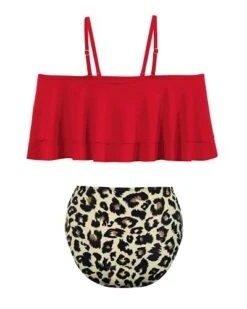 Flounce Off Shoulder Two Piece Bathing Suit-Red And Leopard -Bikini Beach Shop 41c5 rcqUoS 28e92b19 e961 482b a17c 32b82620d069