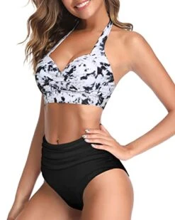 Chic Adjustable Self-Tie Halter Neck Two Piece Halter Bikini For Women-Black And White Tie Dye -Bikini Beach Shop 41cM8nH2VqL 9fe145e9 f365 4664 b8d5 6a1cd5488c02