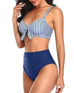 2 Piece Stylish Keyhole Women High Waisted Bikini Set-Blue White Stripe 6 2 Piece Stylish Keyhole Women High Waisted Bikini Set-Blue White Stripe -Bikini Beach Shop 41cuiSRVFjL 07baff1c 3814 4c43 93d7 a2f1f50f5ea3