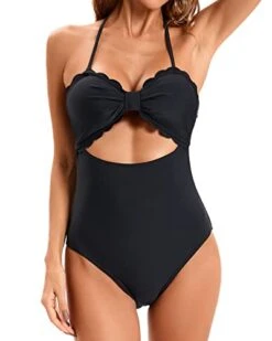 High Waist Ruched Tummy Control Bikini Bottoms For Women-Black