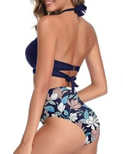 Vintage Two Piece Bikini Set Women's Bikini Swimsuits-Blue Flowers -Bikini Beach Shop 41gaVVpOHIL