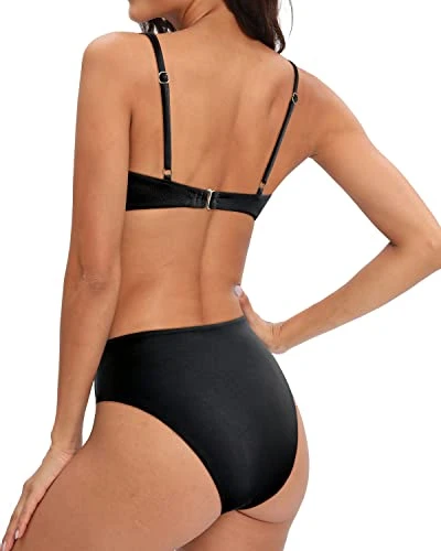 Women One Piece Mesh Swimsuit High Neck Halter Cutout Monokini Swimwear-Black 2 Women One Piece Mesh Swimsuit High Neck Halter Cutout Monokini Swimwear-Black - Image 2
