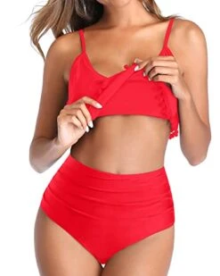 Full Coverage Tummy Control Two Piece Bikini Swimsuit-Neon Red 7 Full Coverage Tummy Control Two Piece Bikini Swimsuit-Neon Red -Bikini Beach Shop 41hkBn D1iL 0d039999 1818 49e1 80d9 db9321ff79dd