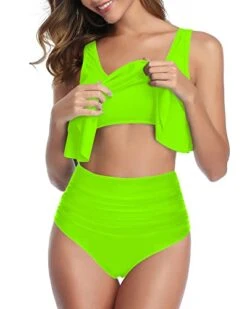 Charming And Confident Women Ruffled Flounce Bikini Swimsuit-Neon Green -Bikini Beach Shop 41i5njSnoGL
