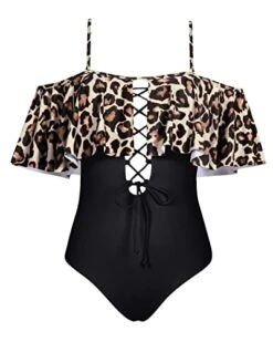 Trendy Strapless Off The Shoulder One Piece Swimsuit For Teens-Black And Leopard 6 Trendy Strapless Off The Shoulder One Piece Swimsuit For Teens-Black And Leopard -Bikini Beach Shop 41iM5WGkNJL
