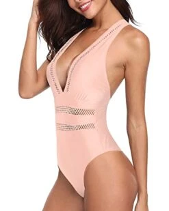 Push Up Plunge V Neck One Piece Swimsuits For Women-Light Pink 7 Push Up Plunge V Neck One Piece Swimsuits For Women-Light Pink -Bikini Beach Shop 41iX9LJxI6L ab55166f fb60 467a 8b78 41af97d35717