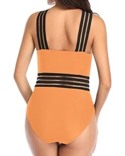 Front Crossover Swimwear One Piece Tummy Control Bathing Suit-Light Orange -Bikini Beach Shop 41ihAcRH11L f26b912a db8a 46cb 8dca 5ceb30889642