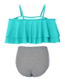 Attractive Off Shoulder Two Piece Bikini For Women-Aqua Stripe 7 Attractive Off Shoulder Two Piece Bikini For Women-Aqua Stripe -Bikini Beach Shop 41iyXDSuPVL c6ab4857 11cb 4e96 9278 3b197bdea042