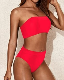 Flattering High Cut Bathing Suits Women Two Piece Bandeau Swimsuit-Neon Red -Bikini Beach Shop 41j2ywdwpEL 54c89e86 1b22 4332 873a 1d98287f75bc