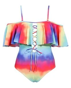 Flattering Ruffled Women Sexy One Piece Swimwear-Color Tie Dye -Bikini Beach Shop 41jXtQCdQUS