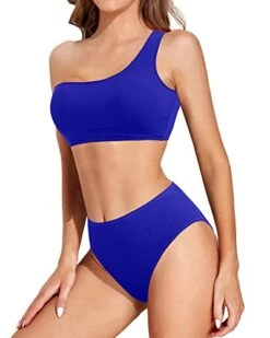 High Waisted One Shoulder Two Piece Bikini For Women-Royal Blue 6 High Waisted One Shoulder Two Piece Bikini For Women-Royal Blue -Bikini Beach Shop 41kLN9oqnmL