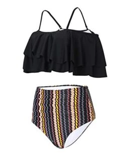 Removable Padded Two Piece Swimsuit For Women High Waisted Bottoms-Black Tribal -Bikini Beach Shop 41kOLMoiaSL bed09af6 58da 489f 832a c1e170f46fbc