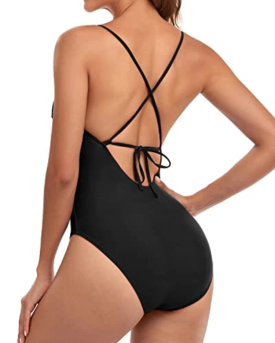 Women's Cross Back Swimwear Sexy One Piece Swimsuits-Black 4 Women's Cross Back Swimwear Sexy One Piece Swimsuits-Black - Image 4