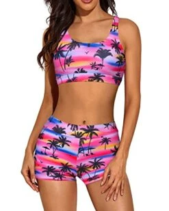 Trendy 3 Piece Tankini Bathing Suits Keyhole For Women-Black Palm Tree -Bikini Beach Shop 41l8CVf1GPL