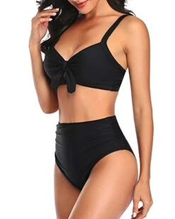 Sexy Tummy Control Ruched Tie Knot Bathing Suits For Women High Waisted Bikini Set-Black -Bikini Beach Shop 41lGEMtkWdL 798af19f 9ba0 4fe2 b303 84226b4deb9a