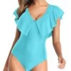 Elegant Glamorous One Piece Swimsuit For Women-Aqua