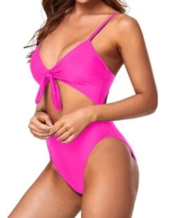 High Waisted Tummy Control Swimsuits Sexy Monokini-Neon Pink -Bikini Beach Shop 41mUD4Gic7L