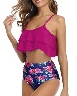 Trendy And Elegant Ruffle Bandeau Bikini Set High Waisted Bottom-Pink Floral -Bikini Beach Shop 41mXjxC6WHL af4777c6 ad53 475a 86dd df41a487869f