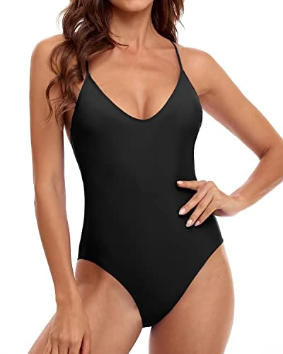 Women's Cross Back Swimwear Sexy One Piece Swimsuits-Black 2 Women's Cross Back Swimwear Sexy One Piece Swimsuits-Black - Image 2