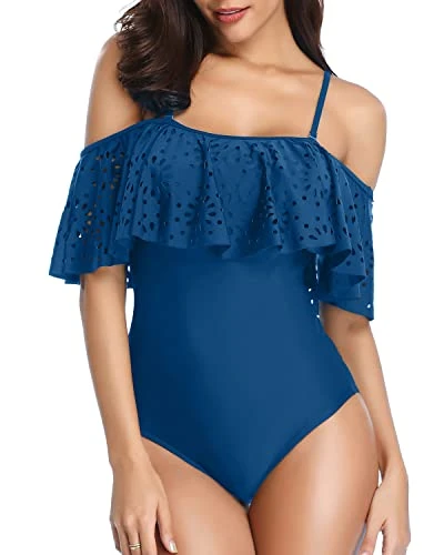 Sexy Hollow Out Lace 1 Piece Swimsuits For Women-Blue 2 Sexy Hollow Out Lace 1 Piece Swimsuits For Women-Blue - Image 2