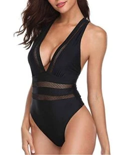 Adorable Long Torso V Neck One Piece Swimsuits-Black -Bikini Beach Shop 41njBDbZd7L 973a4ef0 a0a9 446a a9b9 dbb856b26ae4