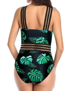 Unique Crisscross Mesh Straps Sexy One Piece Swimsuits-Black And Green Leaf -Bikini Beach Shop 41nnyF8xl9L bd35cfba 089e 45f3 89c9 537a7cced0cb