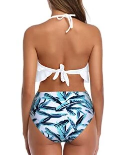 Flattering Two Piece Ruffle High Waisted Bikini-White Leaf 6 Flattering Two Piece Ruffle High Waisted Bikini-White Leaf -Bikini Beach Shop 41oin7ogOiL 9a4e3463 7431 411d 82a1 be31772964c1
