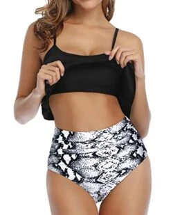 Boho-Chic Ruffle Bikini Set Removable Padded Cups-Black And White Snake Print 6 Boho-Chic Ruffle Bikini Set Removable Padded Cups-Black And White Snake Print -Bikini Beach Shop 41paZn2SOdL 5670e8c3 05d5 4c99 809c a8a132a2498d