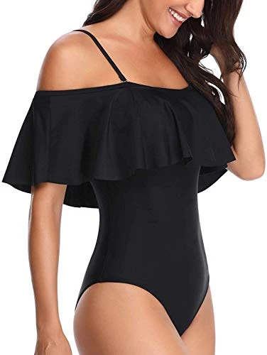 Adjustable Strap Off Shoulder Swimsuit Padded Bra For Women-Black 3 Adjustable Strap Off Shoulder Swimsuit Padded Bra For Women-Black - Image 3